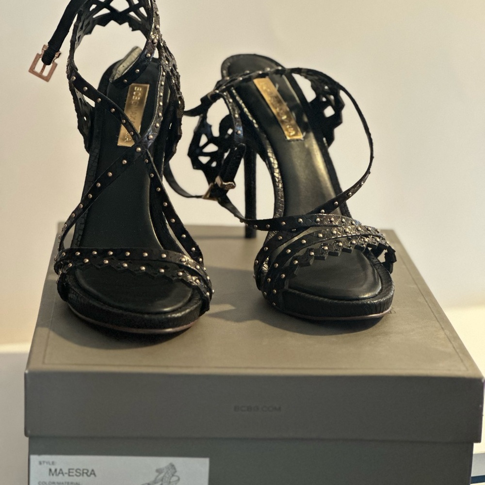 BCBGMAXAZRIA Black Strappy Heels